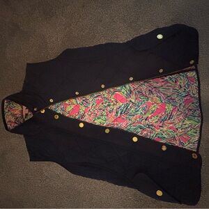 Lilly Pulitzer Navy Blue Quilted Vest with Colorful Lining